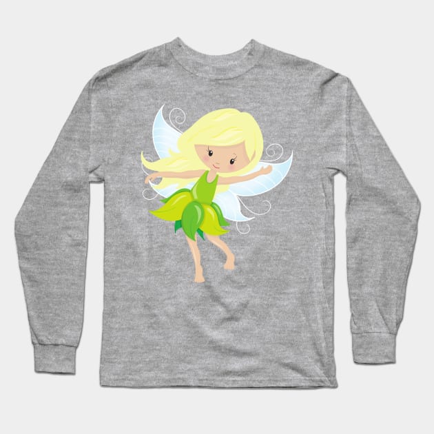 Cute Fairy, Blonde Hair, Magic Fairy, Forest Fairy Long Sleeve T-Shirt by Jelena Dunčević